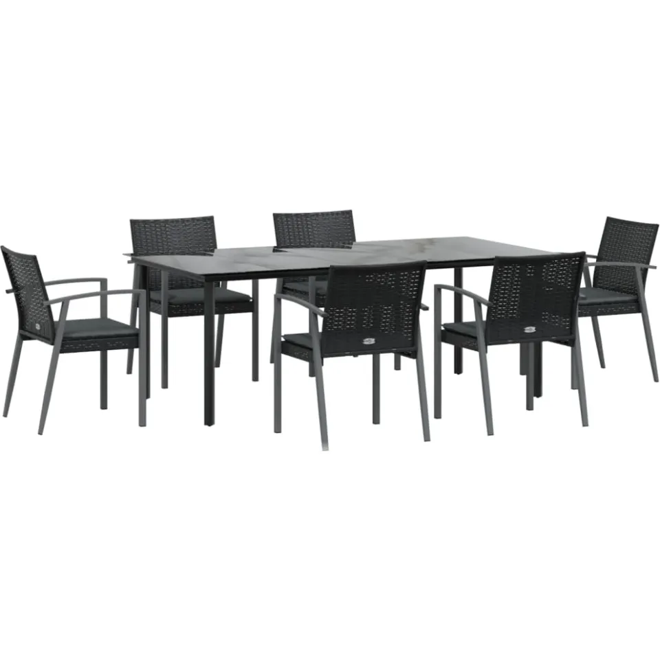 vidaXL 7-delige Tuinset met kussens poly rattan en staal, foto 3