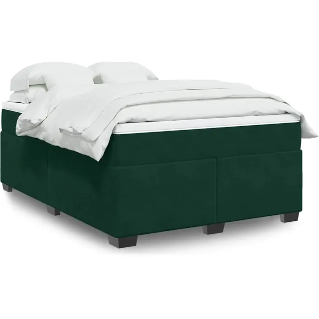 vidaXL Boxspring met matras fluweel donkergroen 140x190 cm groen
