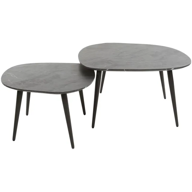 Giga Living Giga Meubel Salontafel Rock - Keramieklook - Set van 2 - 85x79x40cm Zwart