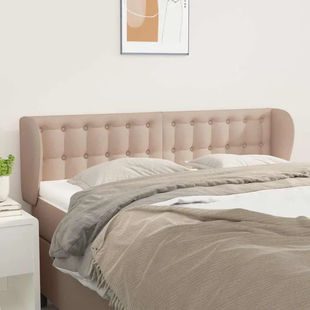 vidaXL Hoofdbord met randen 147x23x78/88 cm kunstleer cappuccinokleur Bruin