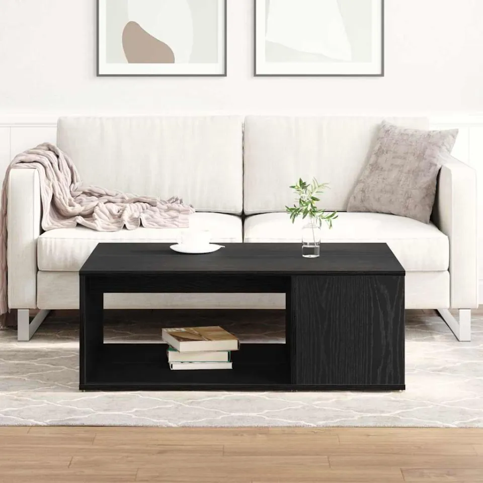 vidaXL Salontafel Zwart Eiken 90 x 67 x 33 cm Bewerkt hout, foto 3