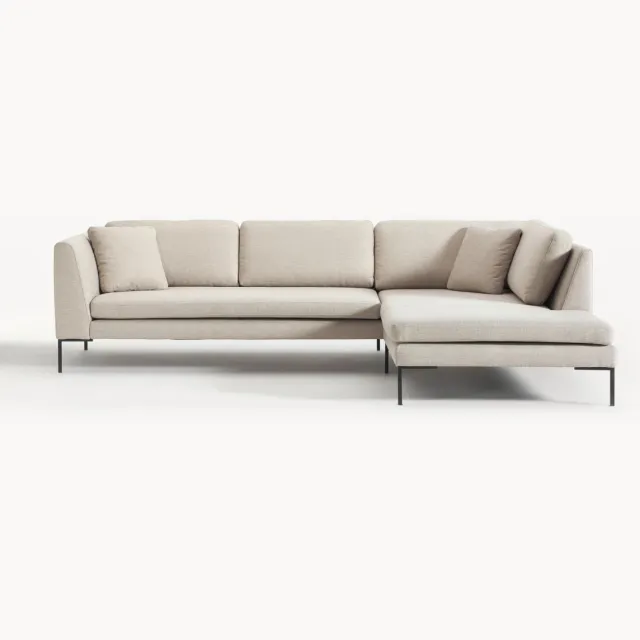 Westwing Collection Hoekbank Emma met metalen poten Beige