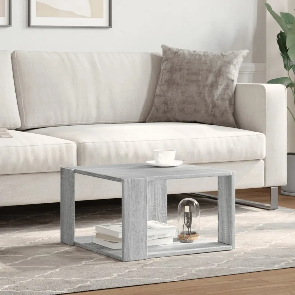 vidaXL Salontafel 51,5x51,5x30 cm bewerkt hout grijs sonoma eikenkleur, foto 3