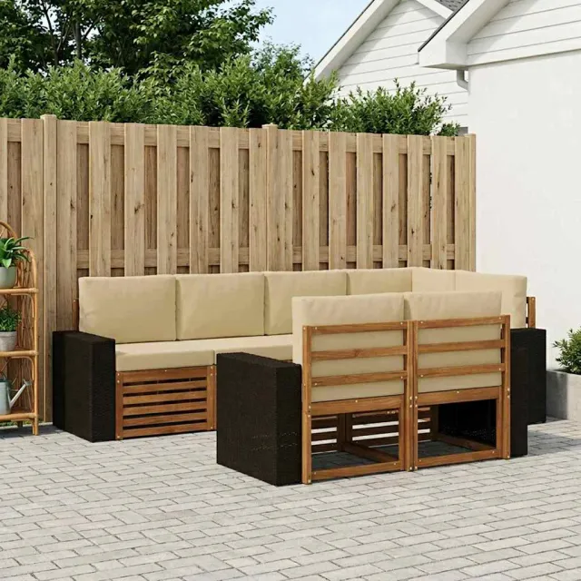 vidaXL Buiten bankenset 7 st 7-zits Natuurlijk en Beige Bruin