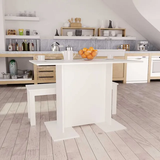 vidaXL Eettafel 110x60x75 cm bewerkt hout wit