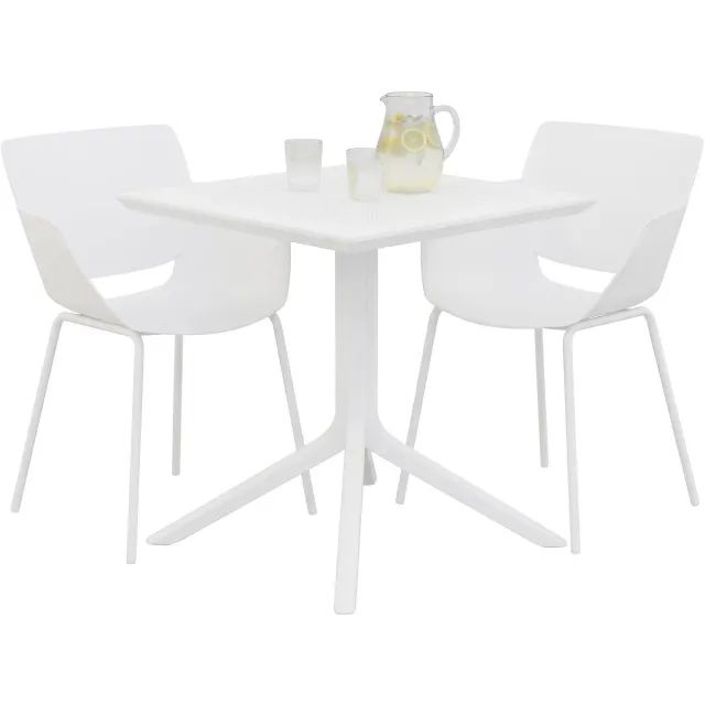 CLP Lirra tuinset 3-delig - 2 stoelen en tafel 80 x 80 cm - Weerbestendig - wit