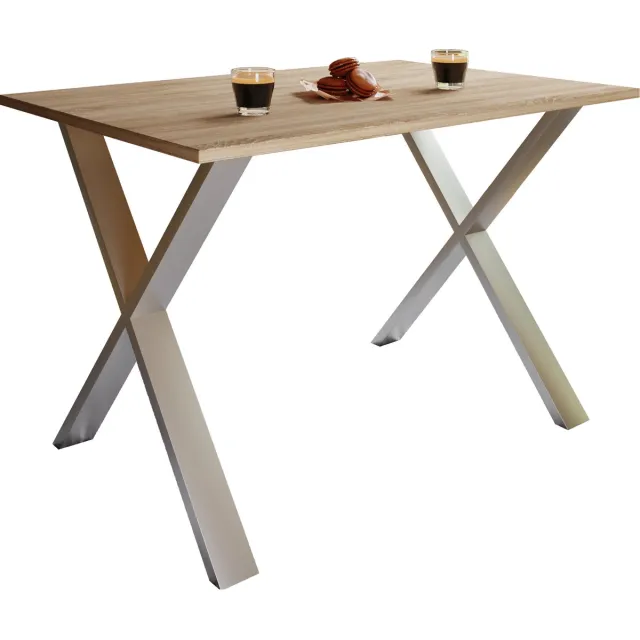 Vcm kleine tafel en stoelen, tafelstoel, eettafel en stoelen, kleine eettafel en stoelen, tafels en stoelen, compacte tafel en stoelen, kleine keukentafel en stoelen, tafel- en stoelset, keukentafels en stoelen, eettafels en stoelen Silber / Sonoma-Eiche