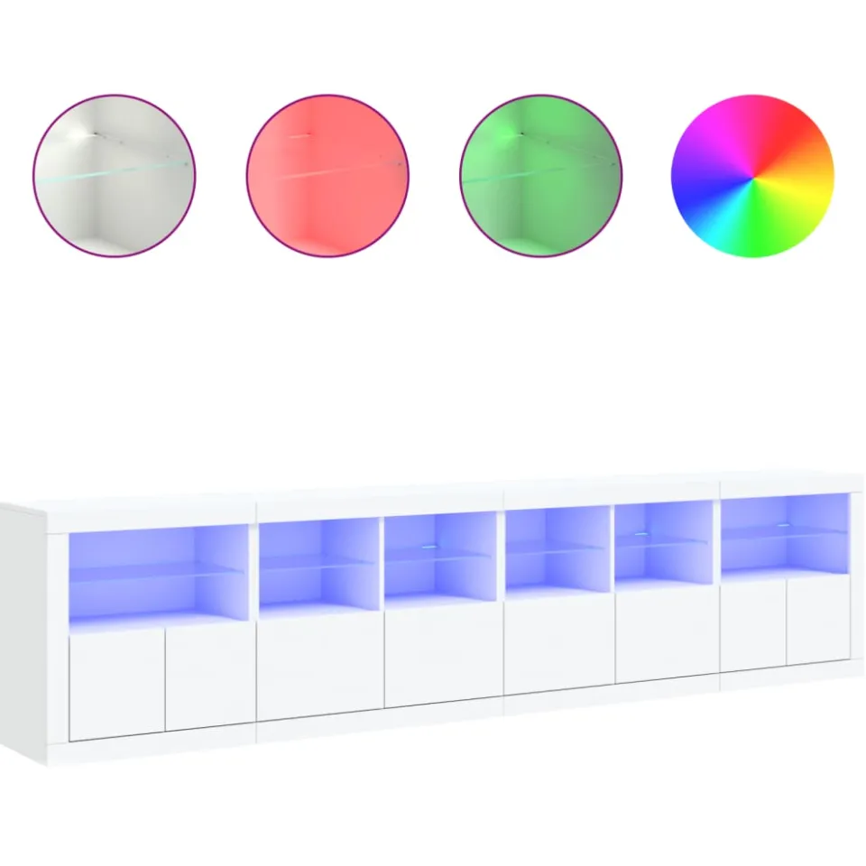 vidaXL Dressoir met LED-verlichting 283x37x67 cm wit, foto 4