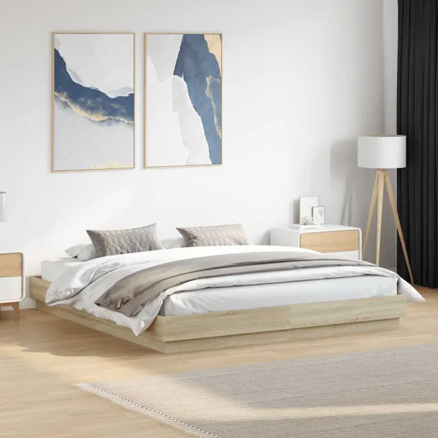 vidaXL Bedframe bewerkt hout sonoma eikenkleurig 200x200 cm