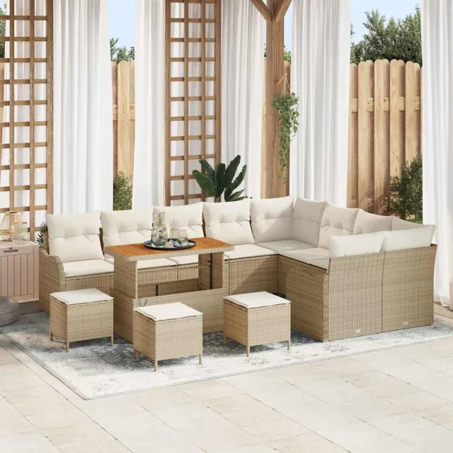 vidaXL Tuinbankenset 13 st Beige poly rattan