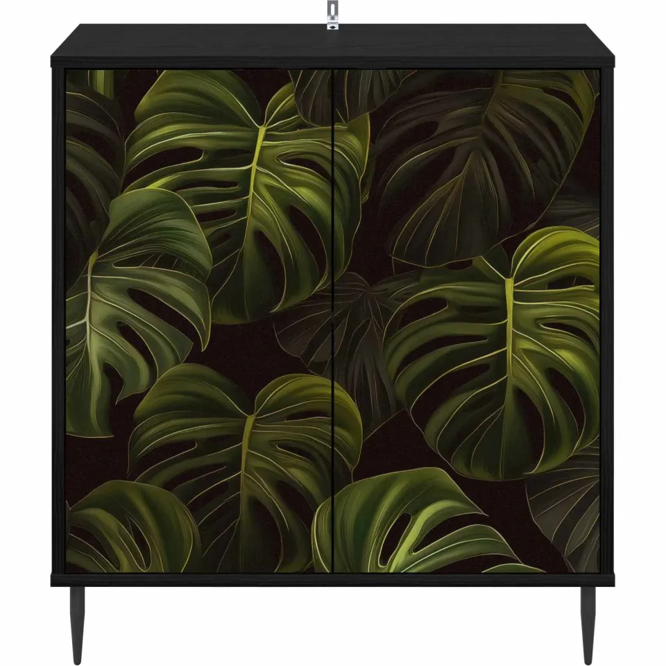 vidaXL Dressoir ELBURG Zwart eiken 69 x 33 x 76 cm Bewerkt hout, foto 4