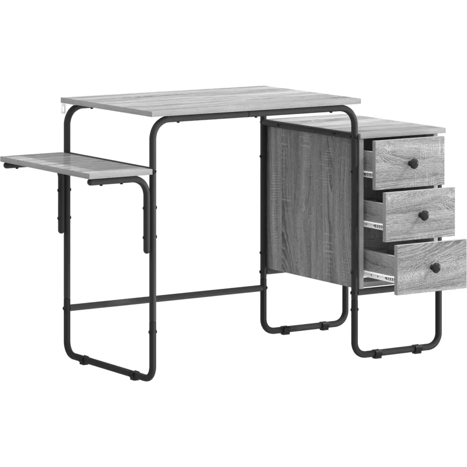 vidaXL Bureau met opbergruimte Grijs Sonoma 120 x 50 x 75 cm