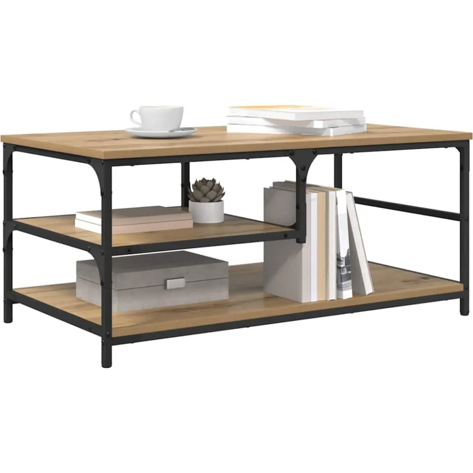 vidaXL Salontafel Artisan Eiken 90 x 49 x 40 cm Bewerkt hout Bruin