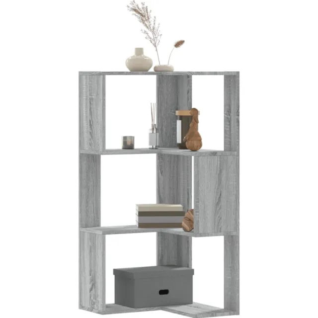 vidaXL Boekenkast 3-laags hoek 50x50x102 cm bewerkt hout grijs sonoma
