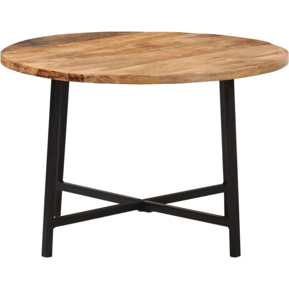 vidaXL Salontafel 54x54x35 cm massief mangohout en ijzer bruin, foto 2