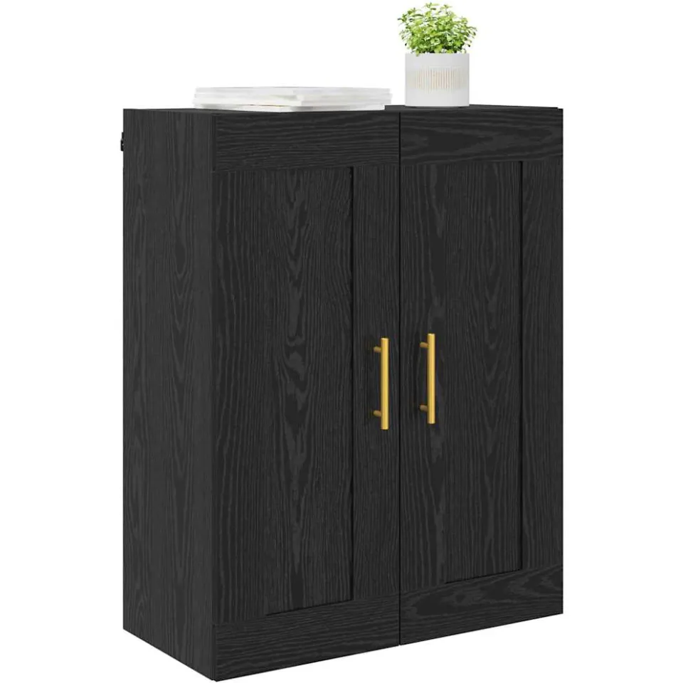 vidaXL Wandkast Zwart Eiken 69,5 x 34 x 90 cm Bewerkt hout