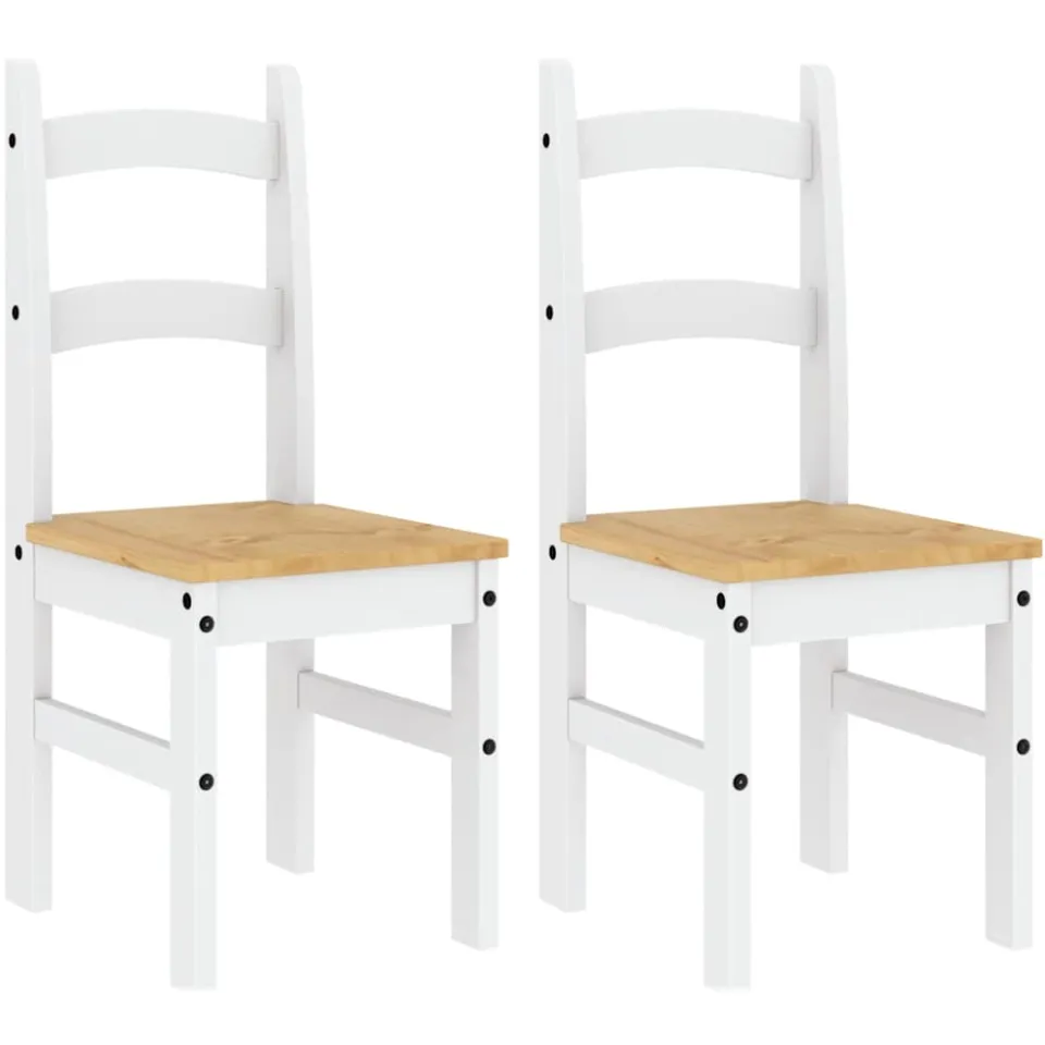 vidaXL Eetkamerstoelen 2 st 40x46x99 cm massief grenenhout wit