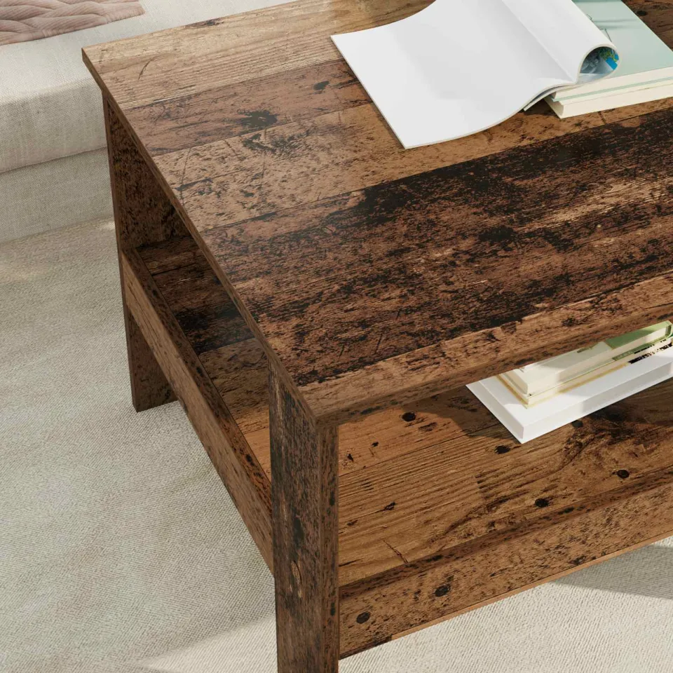 vidaXL Salontafel Oudhout 57 x 55 x 45 cm Bewerkt hout bruin, foto 4