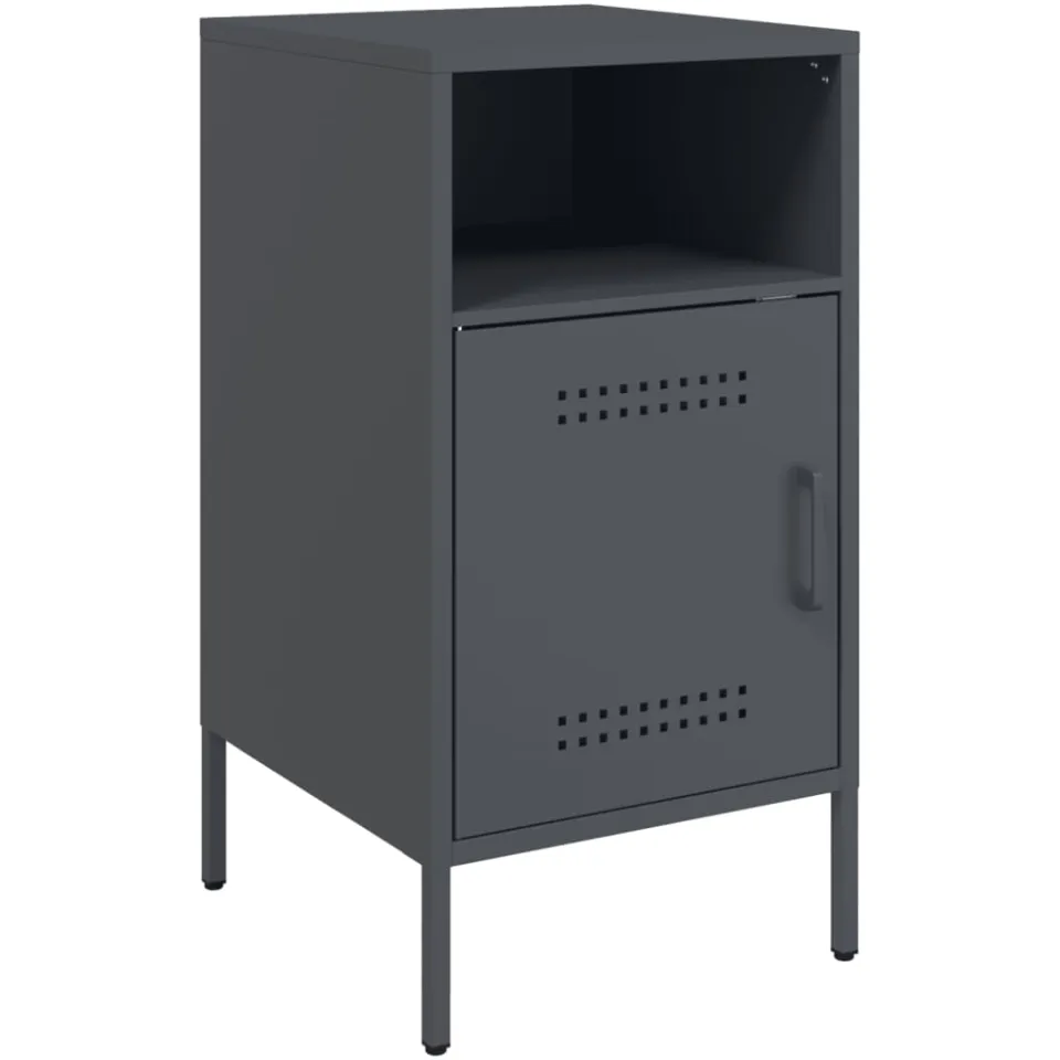 vidaXL Nachtkastjes 2 st 36x39x68 cm staal antracietkleurig Anthraciet