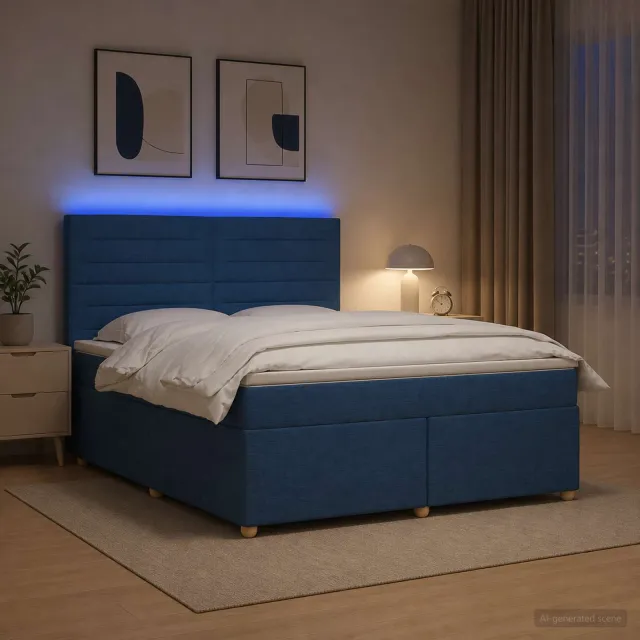 vidaXL Boxspringbed met matras met hoofdeinde Blauw 140 x 190 cm Stof