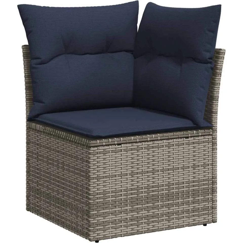 vidaXL 11-delige Loungeset met kussens poly rattan grijs, foto 4