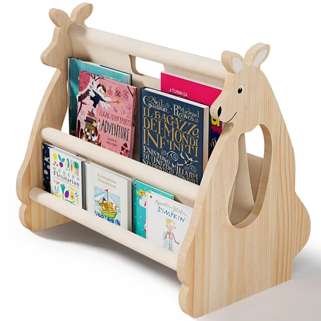 Ibenzoa Houten Kinderboekenkast met Montessori Inspiratie voor Speel- en Kinderkamers Naturel