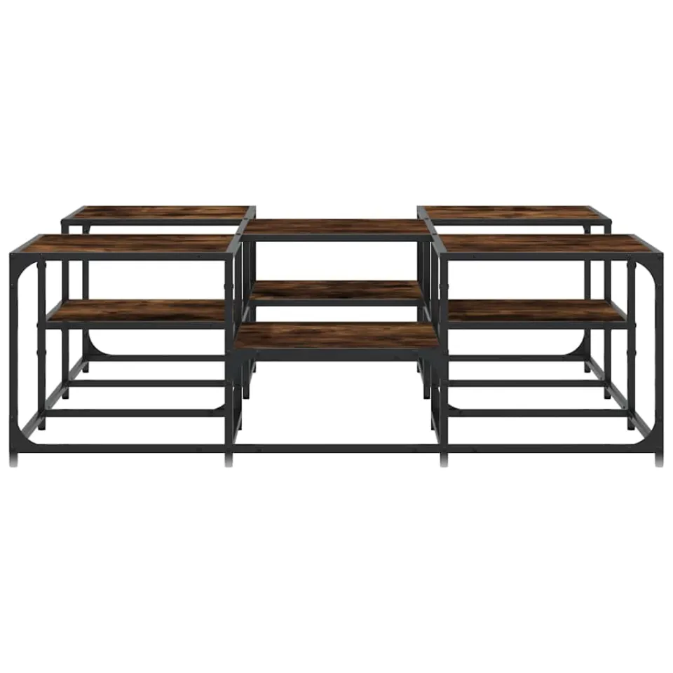 vidaXL Salontafel 121x121x40 cm bewerkt hout gerookt eikenkleurig Bruin