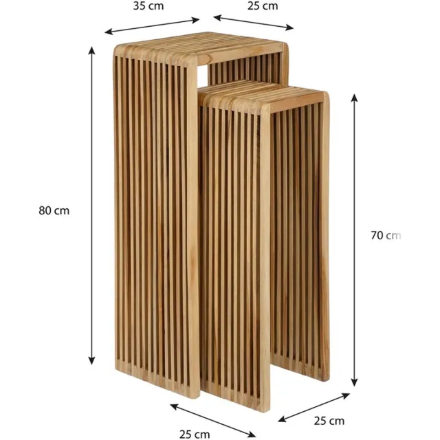 Mica Decorations Yonker Plantentafel - Set van 2 - L35 x B25 x H80 cm - Gerecycled Hout - Bruin