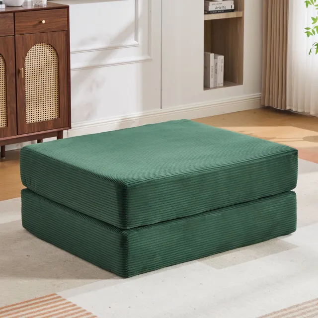 FloraGrace Voetbankje 109 x 95 x 43 cm - Opvouwbaar Met Slaapfunctie En Schuimvulling - Voor Woonkamer Of Slaapkamer - Stof - Smaragdgroen Emerald