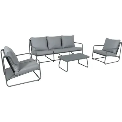 Central Park - Praxis Eigen Merk Central Park Loungeset Samos - Aluminium - Grijs - 91,5 X 354cm - 5 Personen