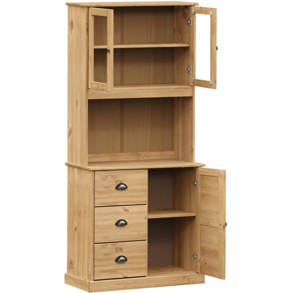 vidaXL Hoge kast VIGO 78x40x175 cm massief grenenhout Bruin