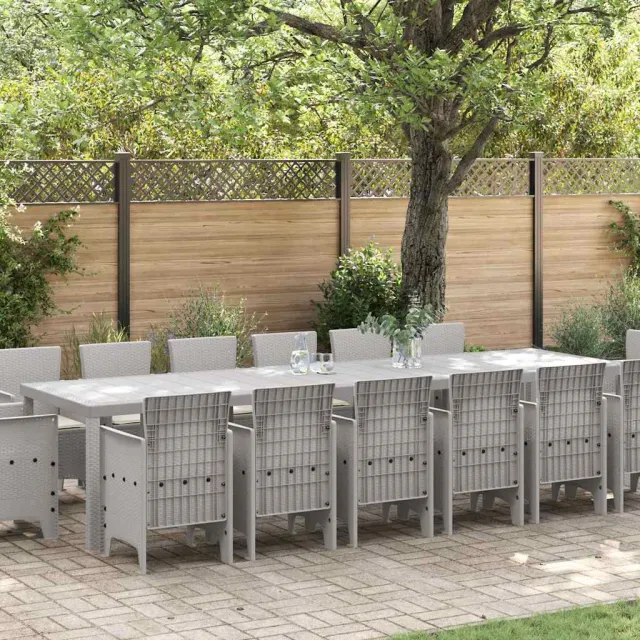 vidaXL Tuin Eetset 15 st Lichtgrijs Polt riet