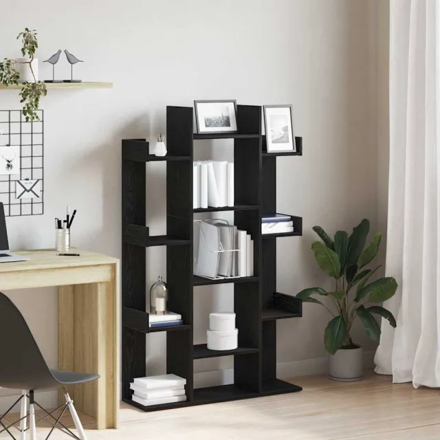 vidaXL Boekenkast 13-laags 86 x 25,5 x 140 cm Bewerkt hout Zwart Eiken, foto 2