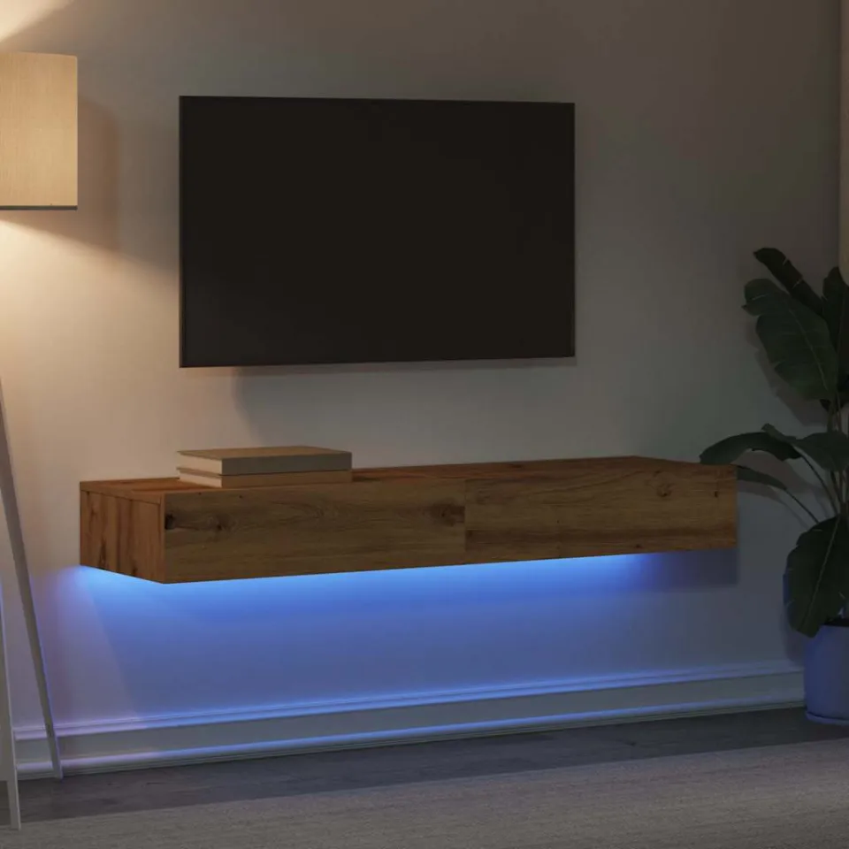 vidaXL Tv-meubels 2 st met LED's 60x35x15,5 cm artisanaal eikenkleur, foto 2
