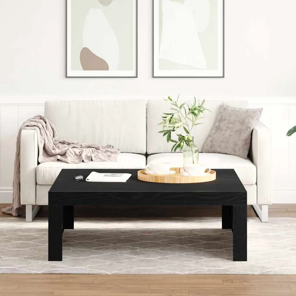 vidaXL Salontafel Zwart Eiken 100 x 100 x 35 cm Bewerkt hout, foto 4