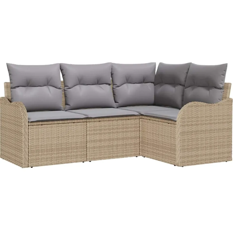 vidaXL Tuin Sofa Set 4 st Beige poly rattan