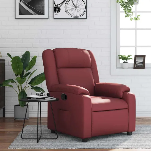 vidaXL Fauteuil verstelbaar kunstleer wijnrood