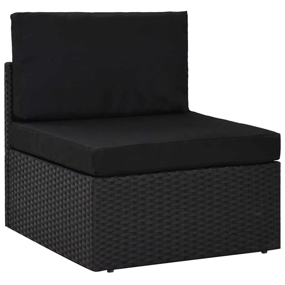 vidaXL 6-delige Loungeset met kussens poly rattan zwart, foto 2