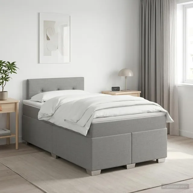 vidaXL Boxspringbed met matras Lichtgrijs 120 x 200 cm Stof