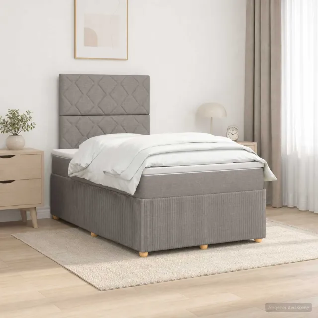 vidaXL Boxspringbed met matras Taupe 120 x 190 cm Stof