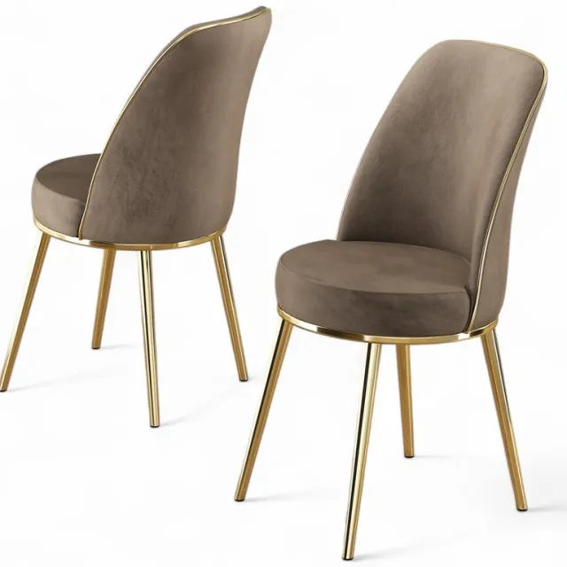 Skye Decor , Stoelenset (2 stuks), Pefa - Cappuccino, Gold, Metaal, Cappuccino & Goud, 45 x 42 x 91 cm