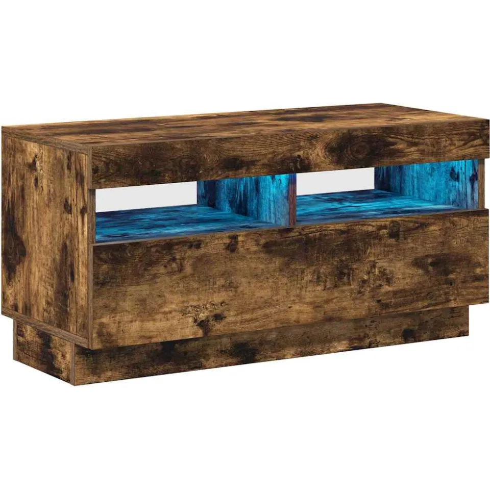 vidaXL Tv-meubel met LED-verlichting 80x35x40 cm gerookt eikenkleurig Bruin