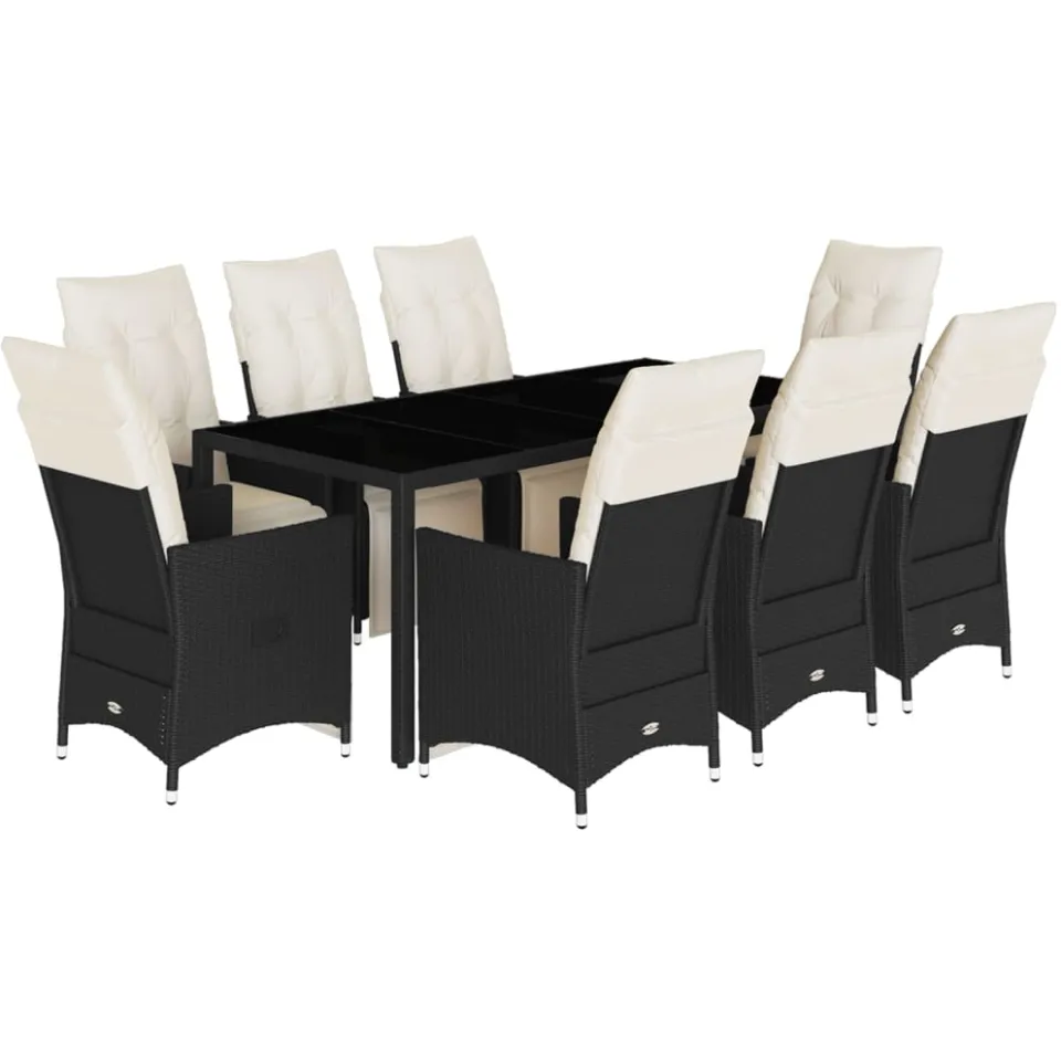 vidaXL 9-delige Tuinset poly rattan zwart, foto 3