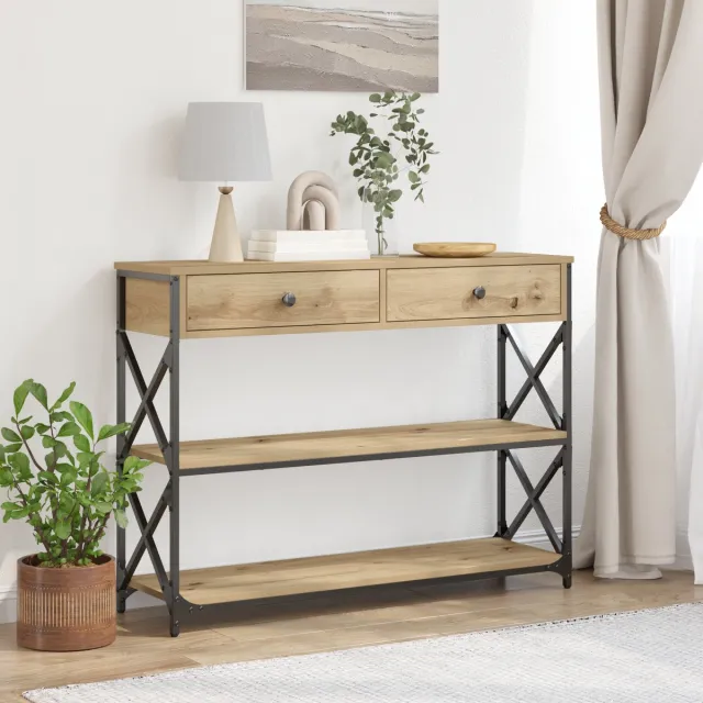 vidaXL Console - Tafel - artisanaal - eikenkleurig Bruin