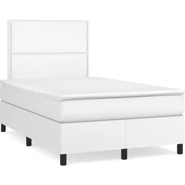 vidaXL Boxspring met matras kunstleer wit 120x190 cm