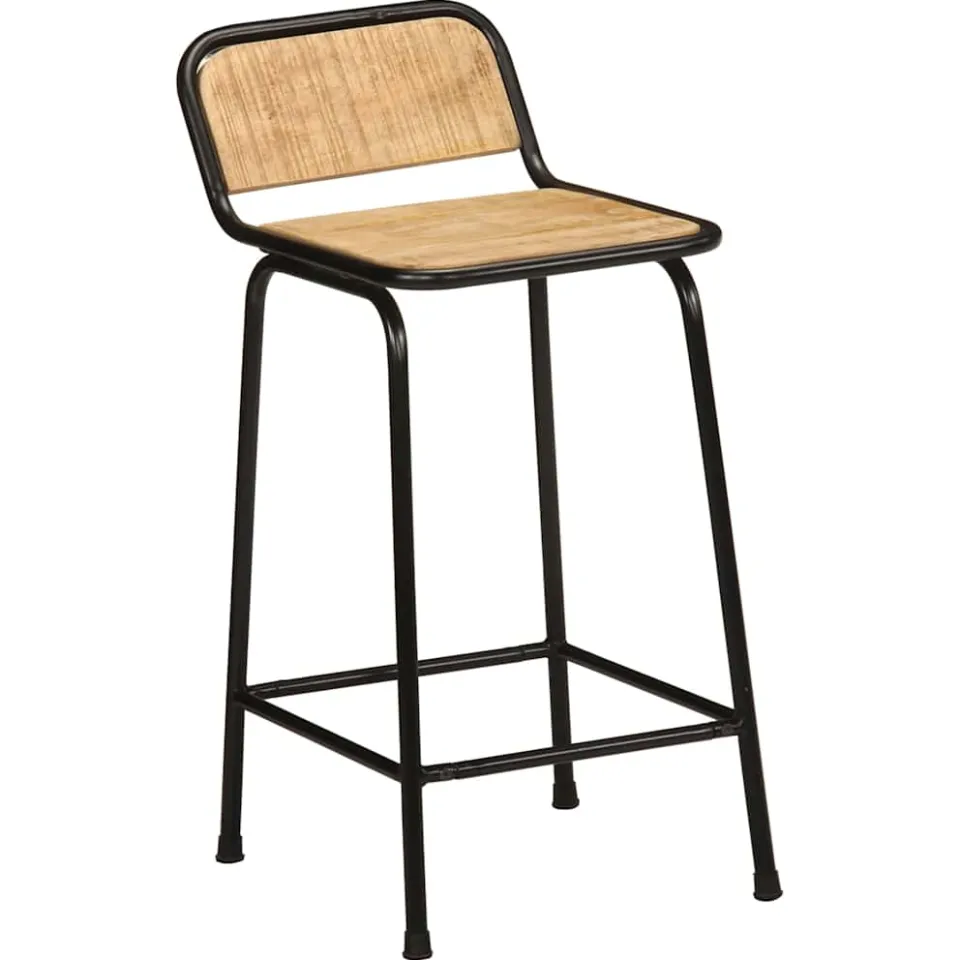 vidaXL Barkrukken 2 st 46x35,5x80 cm massief hout ruw mango bruin, foto 3