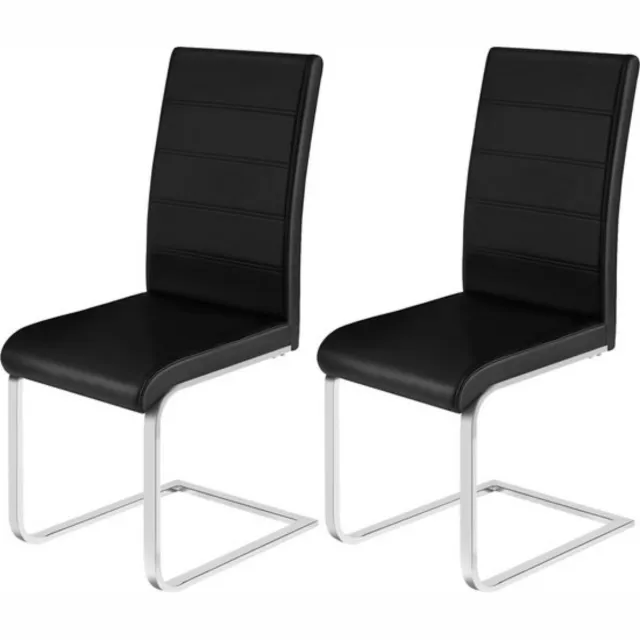 In And Outdoormatch Set van 2 kunstleren eetkamerstoelen - robuust & modern - ergonomisch design - stijlvol & comfortabel - luxe afwerking - zwart