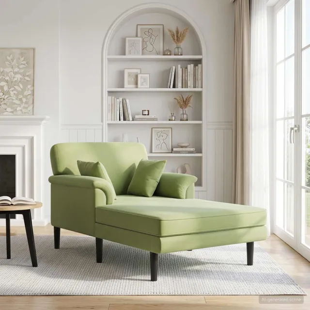 vidaXL Chaise longue Lichtgroen fluweel groen, foto 2
