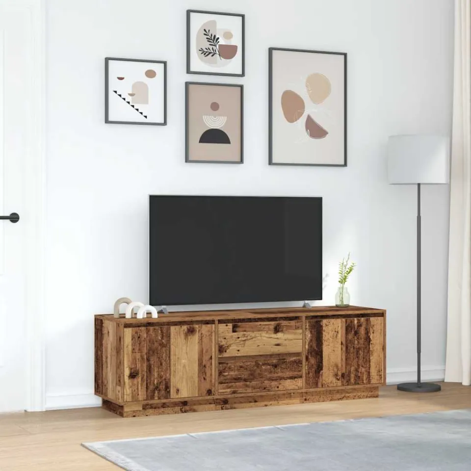 vidaXL Tv-meubel met LED-verlichting 160,5x41x50 cm oud houtkleurig bruin, foto 2