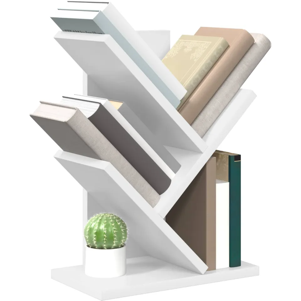 vidaXL Boomvormige boekenplank met 3 planken 30 x 18 x 40 cm Bewerkt hout Wit, foto 2